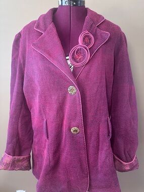 April Cornell Vintage Purple/Pink Tweed Blazer/Jacket with Pockets, Lined, Sz L,